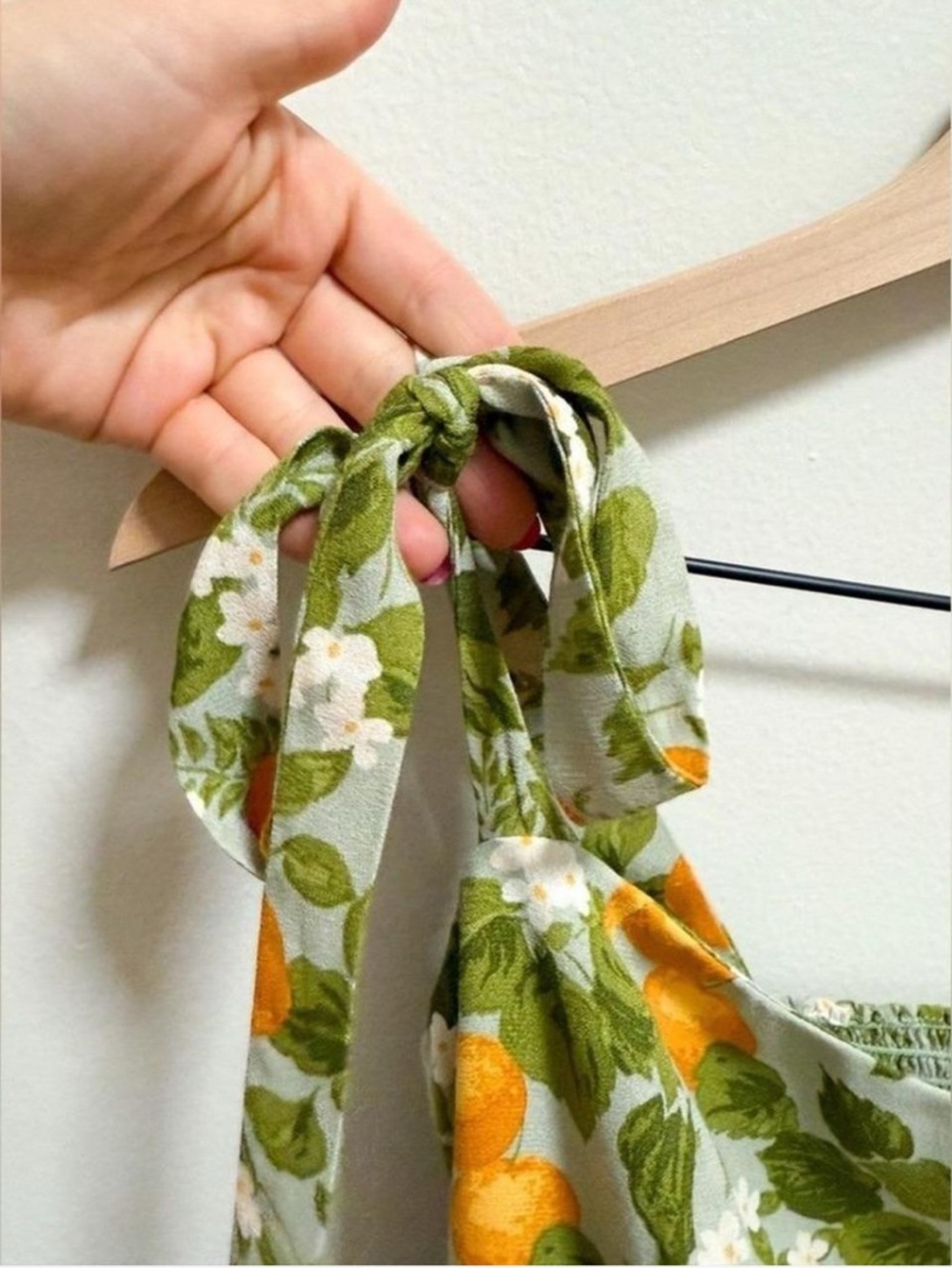 Reformation Ellora squareneck tie sleeve tank top orange grove fruit print Italy - Picture 7 of 8